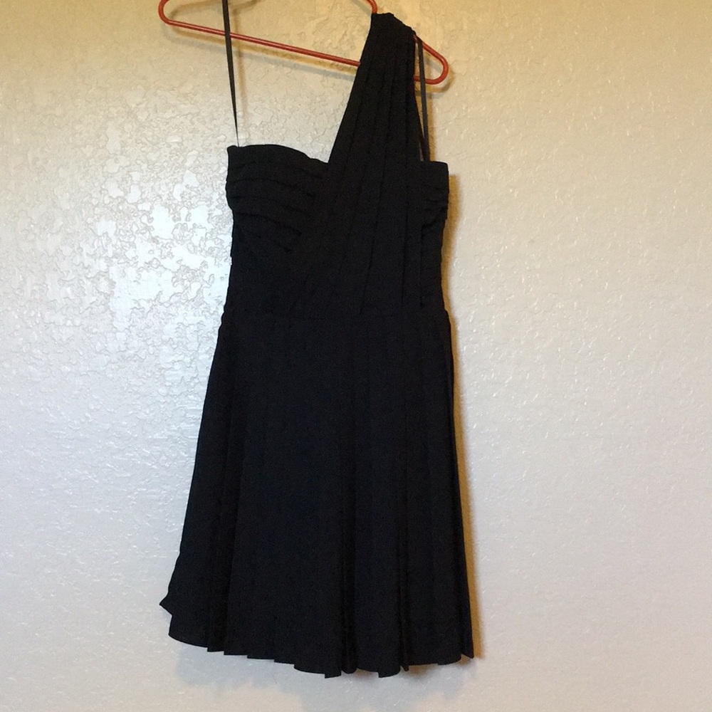 Rachel Roy Black One-Shoulder Pleated Dress